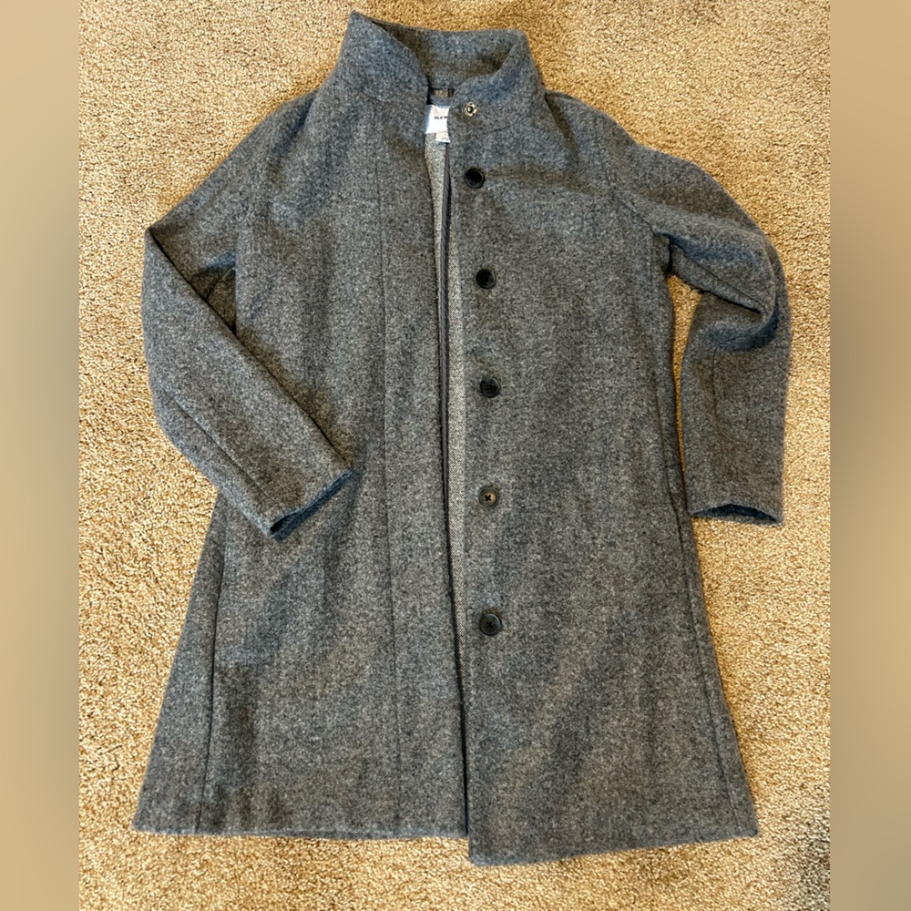 Old Navy Gray Trench Coat with Tailored Fit
